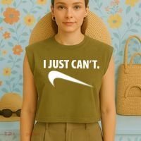 I Just Can't Funny Parody Garment-Dyed Women's Muscle Tee thumb 4
