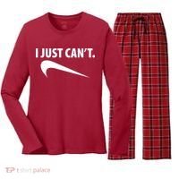 I Just Can't Funny Parody Women's Long Sleeve Flannel Pajama Set  thumb 0