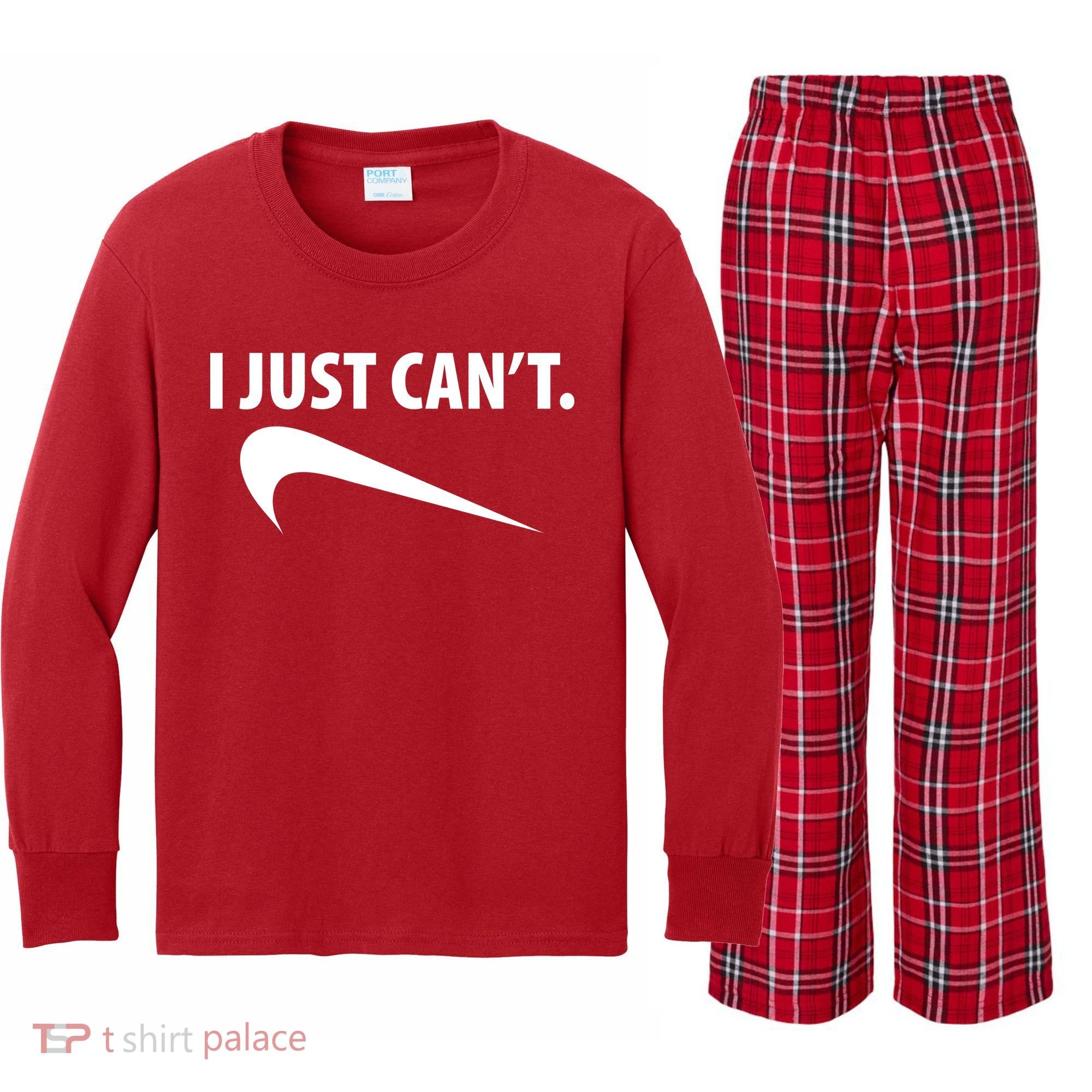 I Just Can't Funny Parody Kids Long Sleeve Plaid Pajama Set