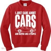 I Just Care About Cars and Maybe Like 4 People Kids Sweatshirt thumb 0