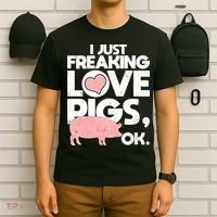 I Just Freaking Love Pigs OK T-Shirt thumb 6