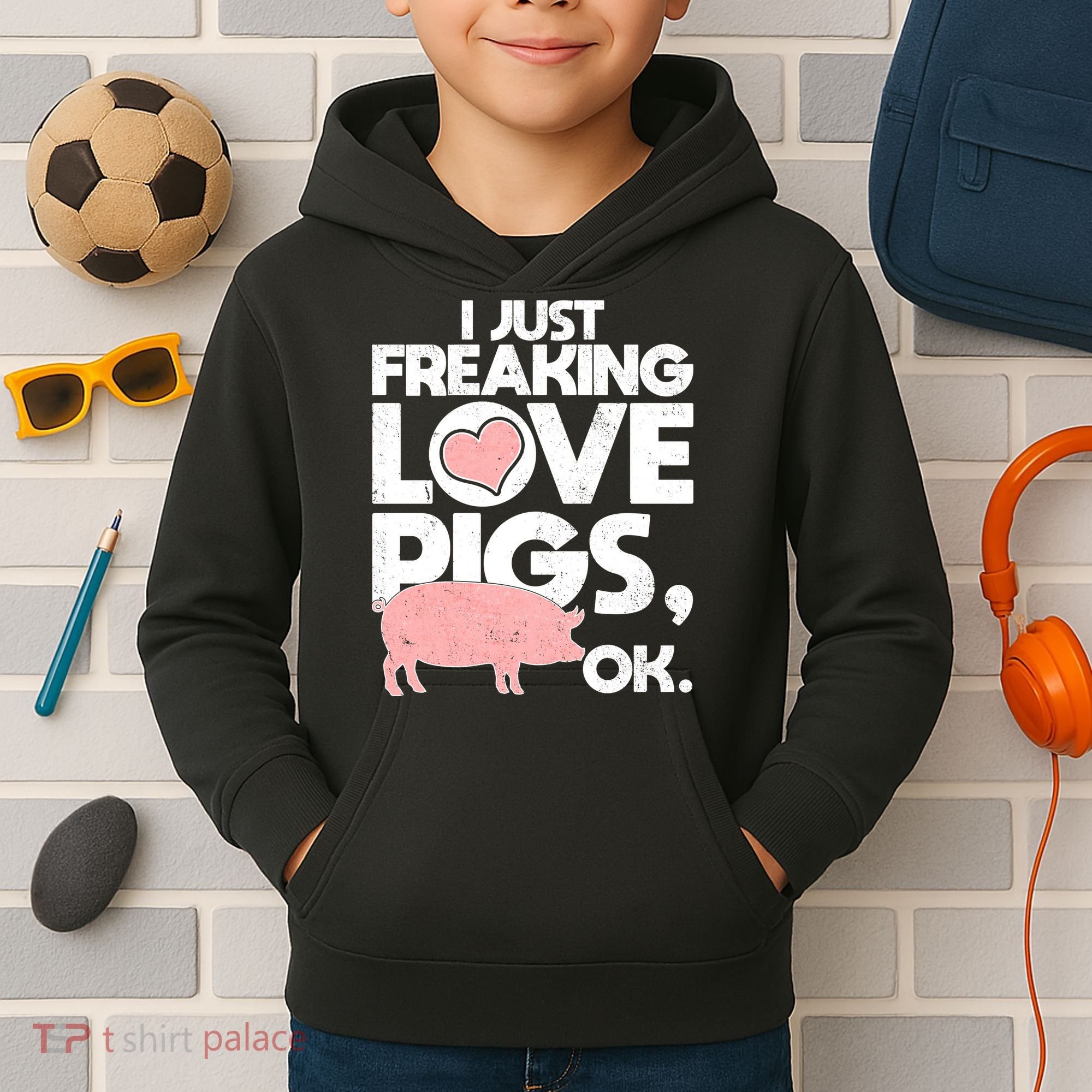I Just Freaking Love Pigs OK Kids Hoodie