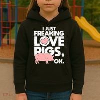 I Just Freaking Love Pigs OK Kids Hoodie thumb 3
