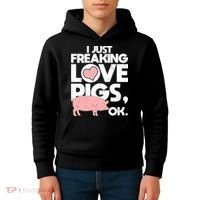 I Just Freaking Love Pigs OK Kids Hoodie thumb 4
