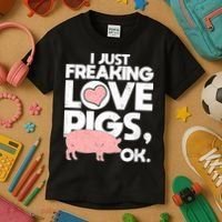 I Just Freaking Love Pigs OK Kids T-Shirt thumb 3
