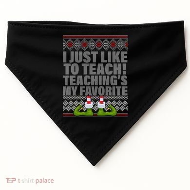 I Just Like To Teach Ugly Christmas Sweaters For Teachers USA-Made Doggie Bandana