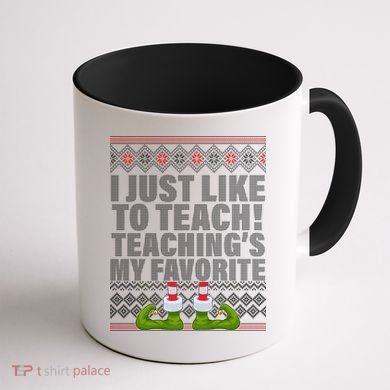 I Just Like To Teach Ugly Christmas Sweaters For Teachers Coffee Mug back