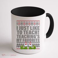 I Just Like To Teach Ugly Christmas Sweaters For Teachers Coffee Mug thumb 1
