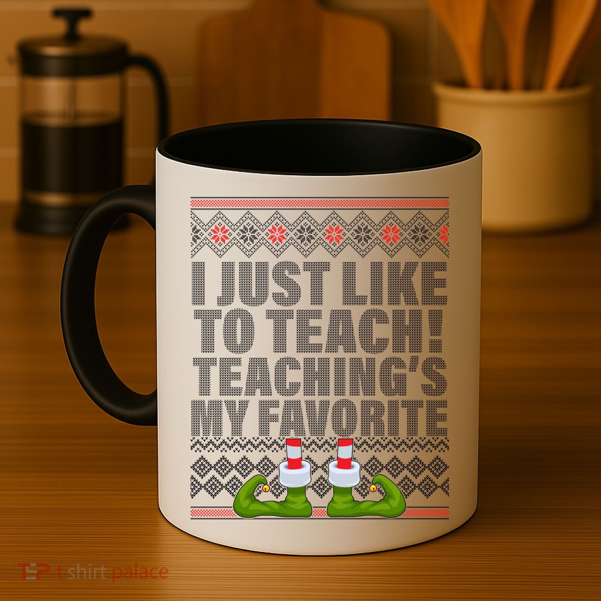 I Just Like To Teach Ugly Christmas Sweaters For Teachers Coffee Mug