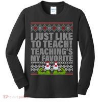 I Just Like To Teach Ugly Christmas Sweaters For Teachers Kids Long Sleeve Shirt thumb 0