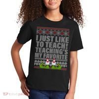 I Just Like To Teach Ugly Christmas Sweaters For Teachers Kids T-Shirt thumb 2