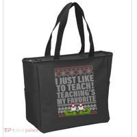 I Just Like To Teach Ugly Christmas Sweaters For Teachers Tote Bag thumb 2
