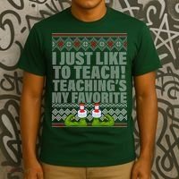 I Just Like To Teach Ugly Christmas Sweaters For Teachers T-Shirt thumb 3