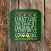 I Just Like To Teach Ugly Christmas Sweaters For Teachers Coaster thumb 0