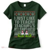 I Just Like To Teach Ugly Christmas Sweaters For Teachers Women's T-Shirt thumb 0