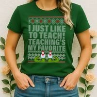 I Just Like To Teach Ugly Christmas Sweaters For Teachers Women's T-Shirt thumb 2
