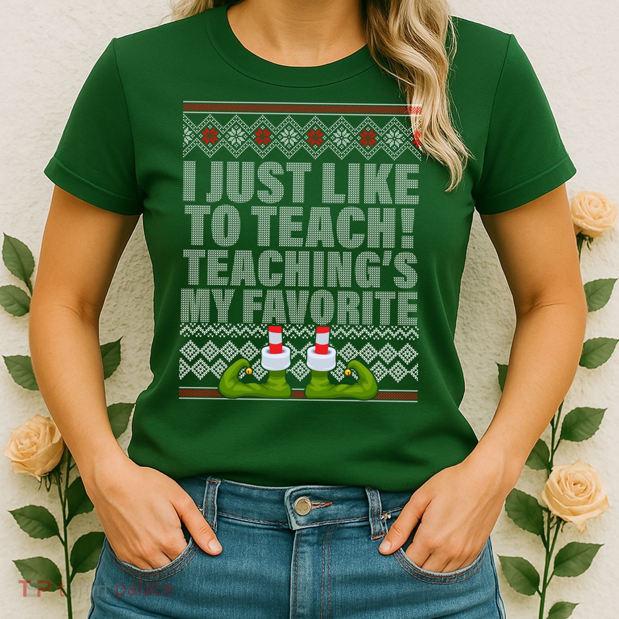 I Just Like To Teach Ugly Christmas Sweaters For Teachers Women's T-Shirt