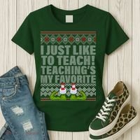 I Just Like To Teach Ugly Christmas Sweaters For Teachers Women's T-Shirt thumb 3