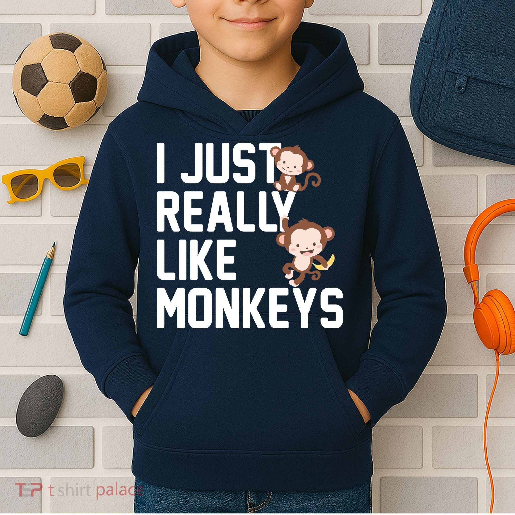 I Just Really Like Monkeys Kids Hoodie