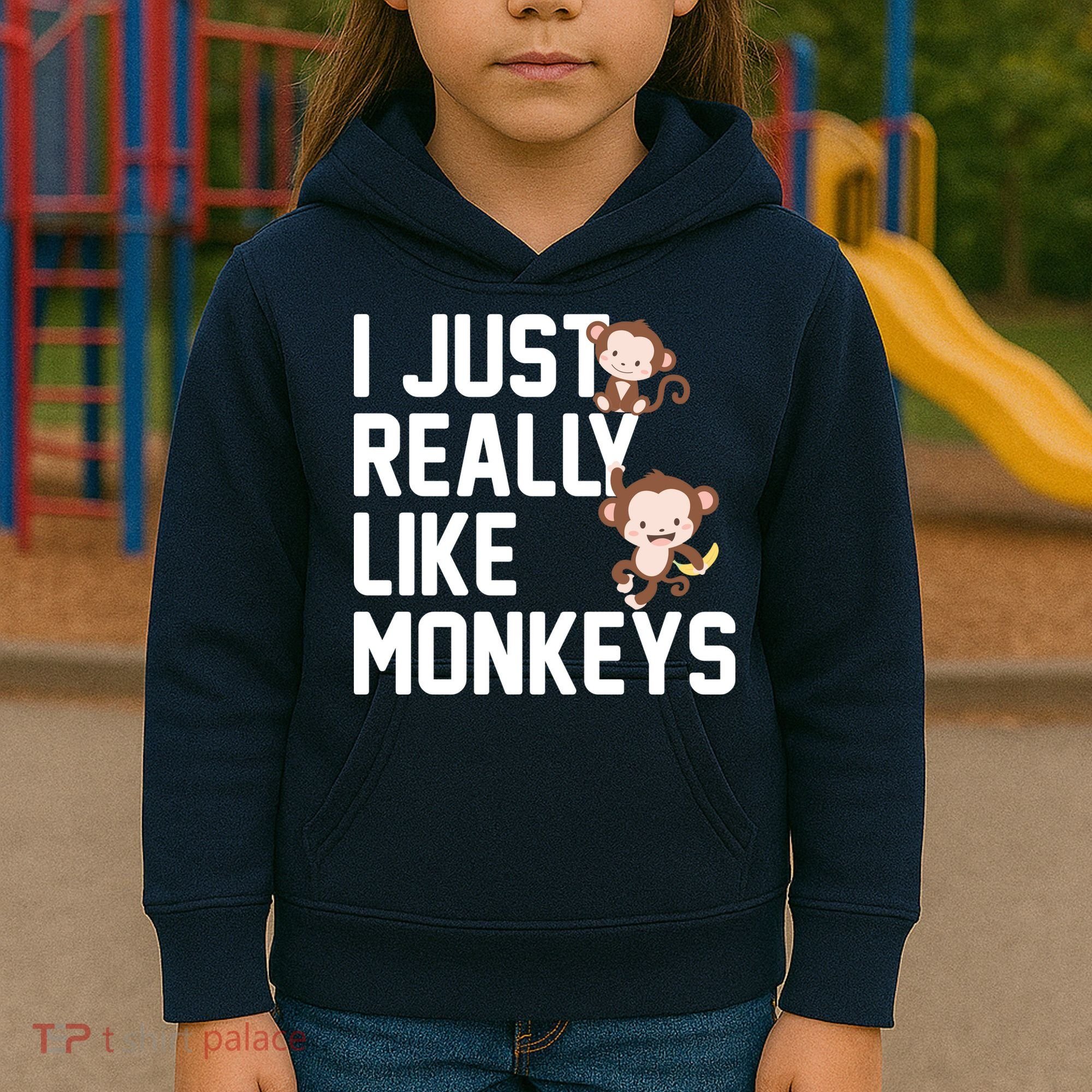 I Just Really Like Monkeys Kids Hoodie