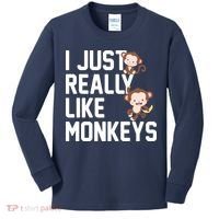 I Just Really Like Monkeys Kids Long Sleeve Shirt thumb 0