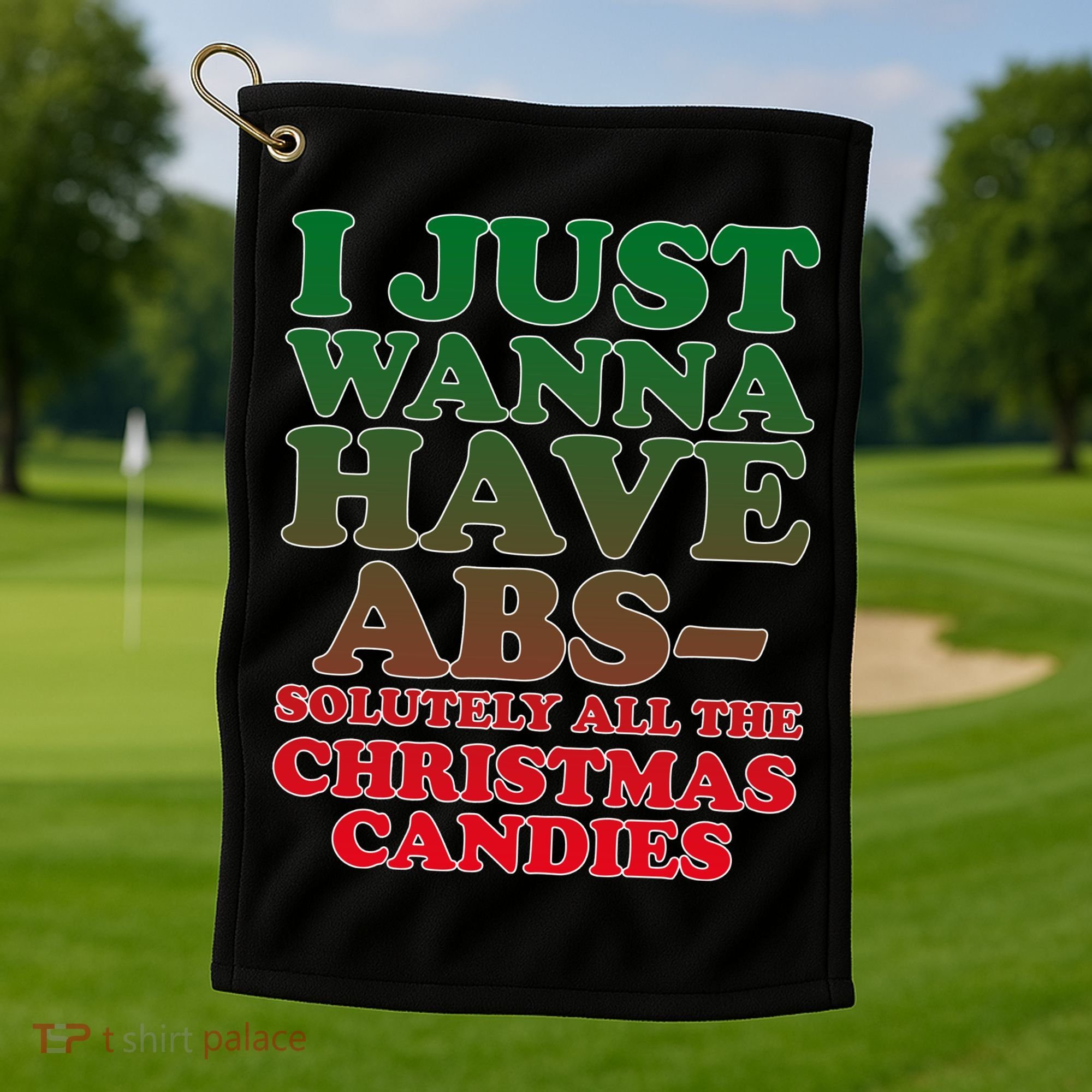 I Just Want Abs Christmas Candles Golf Towel