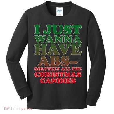 I Just Want Abs Christmas Candles Kids Long Sleeve Shirt