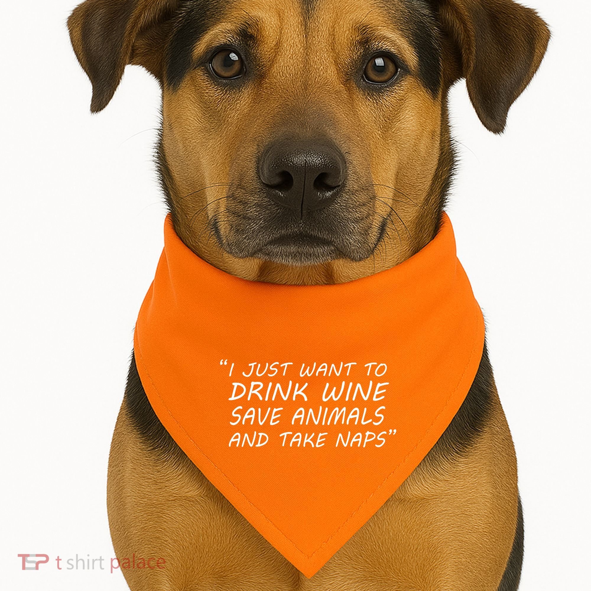 I Just Want To Drink Wine Save Animals And Take Naps USA-Made Doggie Bandana