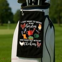 I Just Want Work In My Garden And Hang Out With My Chickens Golf Towel thumb 2