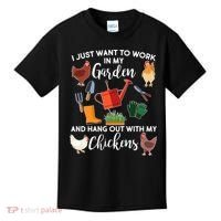 I Just Want Work In My Garden And Hang Out With My Chickens Kids T-Shirt thumb 0