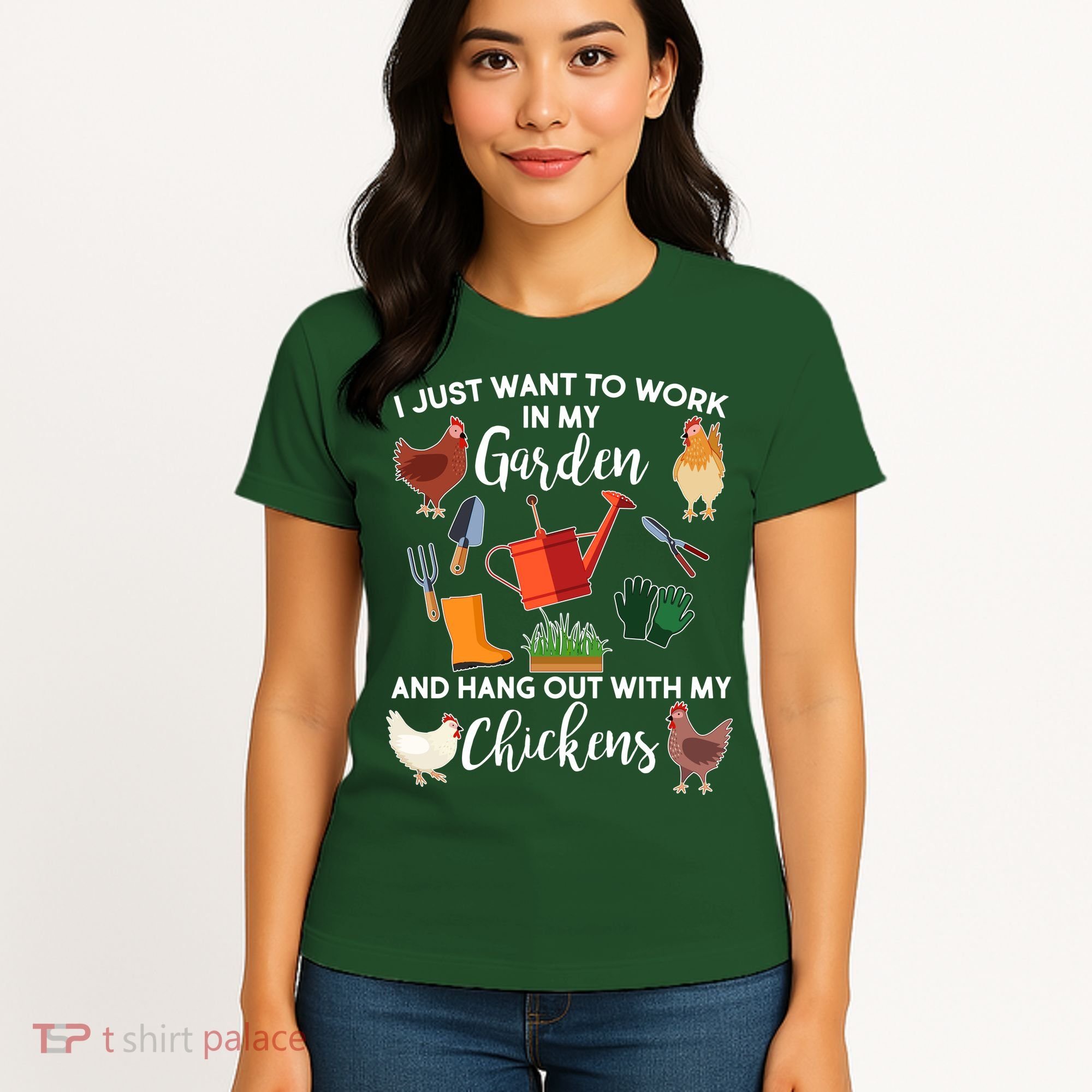 I Just Want Work In My Garden And Hang Out With My Chickens Women's T-Shirt