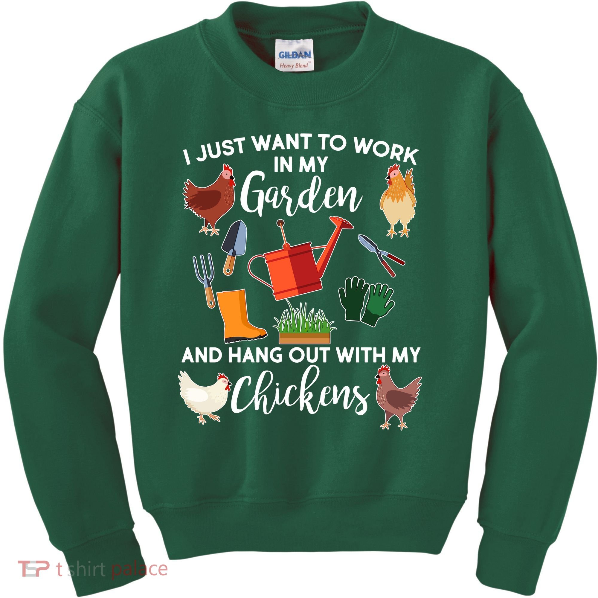 I Just Want Work In My Garden And Hang Out With My Chickens Kids Sweatshirt