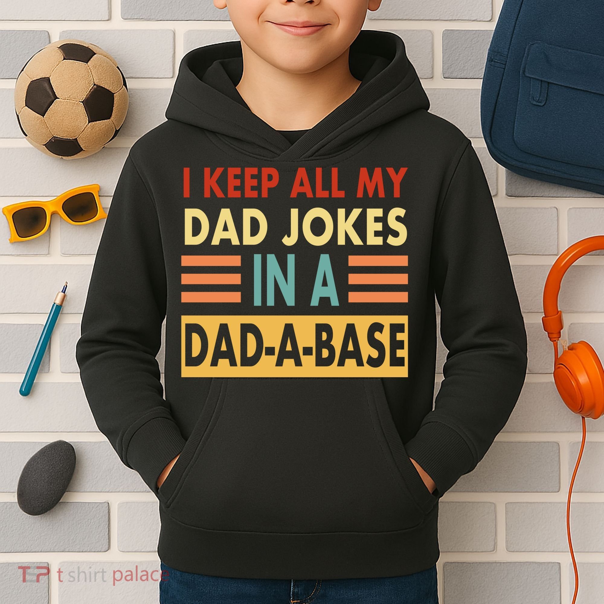I Keep All My Dad Jokes In A Dad-A-Base Kids Hoodie