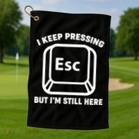 I Keep Pressing ESC But I'm Still Here Golf Towel thumb 1