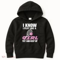 I Know I Play Like A Girl Try To Keep Up Kids Hoodie thumb 0