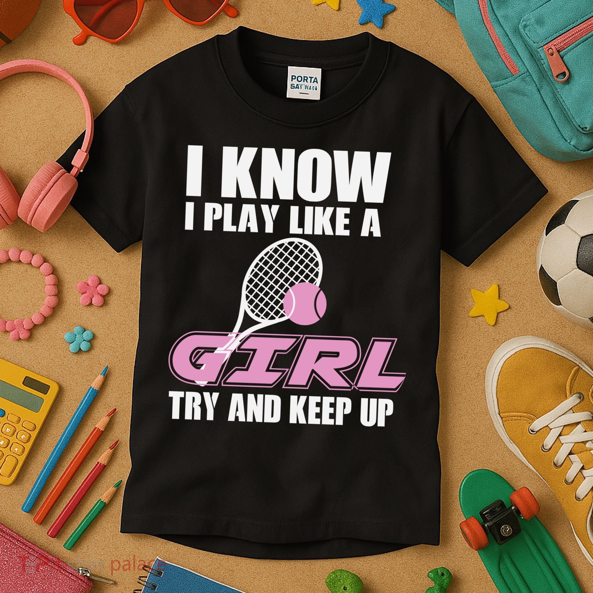 I Know I Play Like A Girl Try To Keep Up Kids T-Shirt