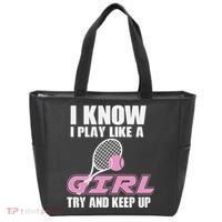 I Know I Play Like A Girl Try To Keep Up Tote Bag thumb 0