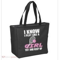 I Know I Play Like A Girl Try To Keep Up Tote Bag thumb 2