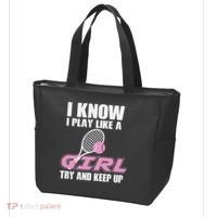 I Know I Play Like A Girl Try To Keep Up Tote Bag thumb 3