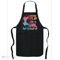 I Know I Play Like A Girl Try To Keep Up Soccer Apron thumb 0