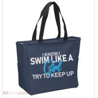 I Know I Swim Like A Girl Try To Keep Up Tote Bag thumb 2