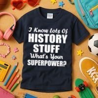 I Know Lots Of History What's Your Superpower Kids T-Shirt thumb 3