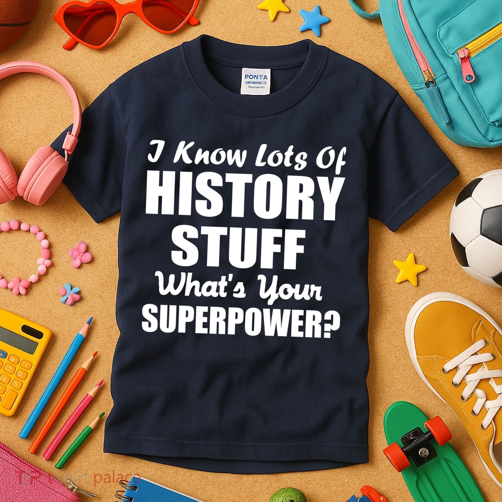 I Know Lots Of History What's Your Superpower Kids T-Shirt