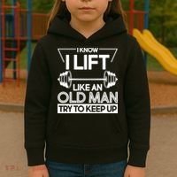 I Lift Like An Old Man Try To Keep Up Kids Hoodie thumb 3