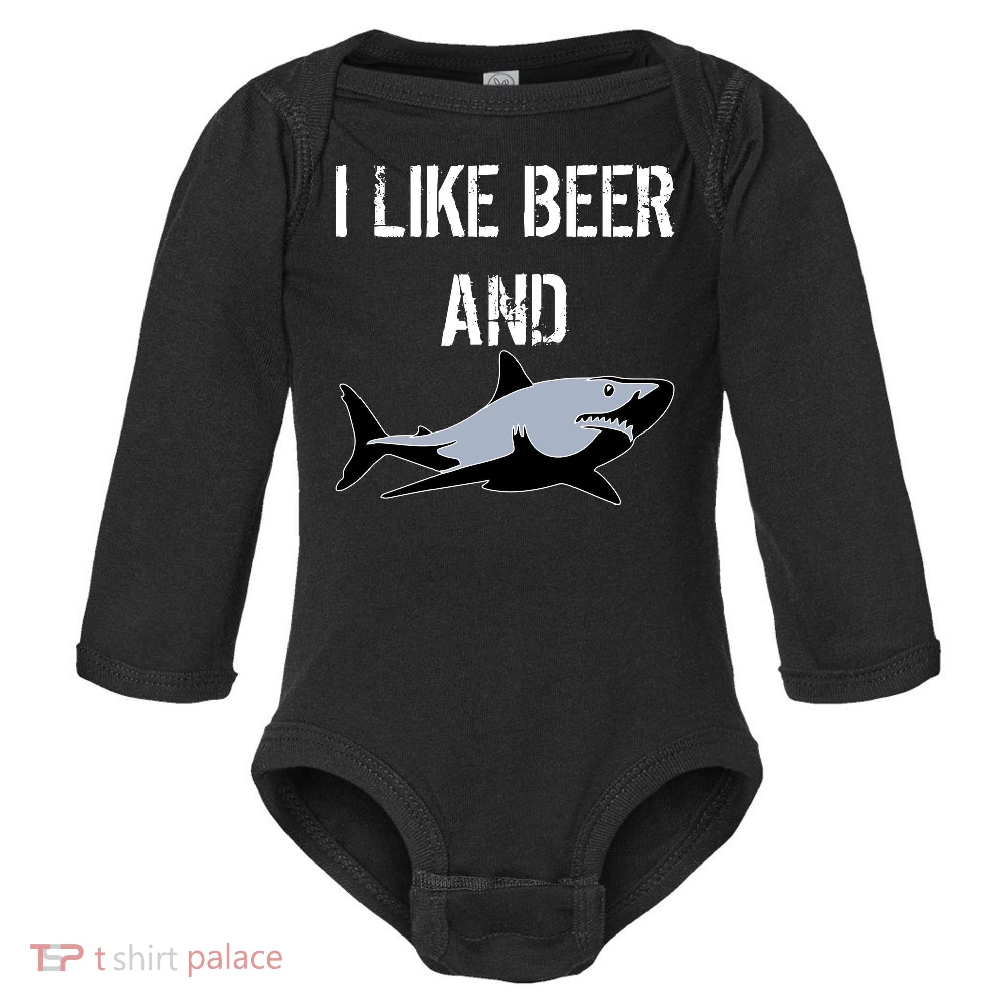 I Like Beer And Sharks Baby Long Sleeve Bodysuit