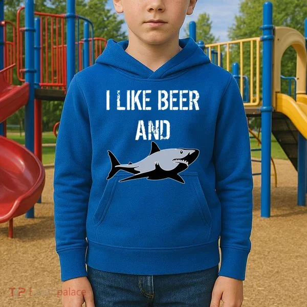 I Like Beer And Sharks Kids Hoodie