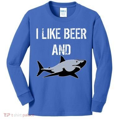 I Like Beer And Sharks Kids Long Sleeve Shirt