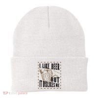 I Like Beer But It Dislikes Me Beanie thumb 0