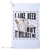 I Like Beer But It Dislikes Me Golf Towel thumb 0