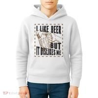 I Like Beer But It Dislikes Me Kids Hoodie thumb 4